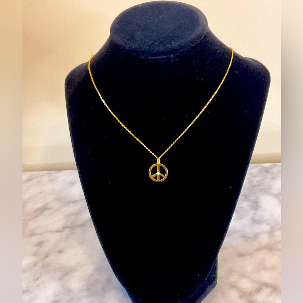 CRYE Brass Peace Pendant Necklace